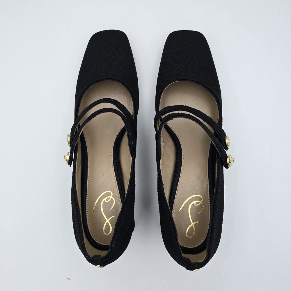 Sam Edelman Tahira Block-Heel Mary Jane Pumps, Black Rib with Gold Accents, 11 - Picture 11 of 16